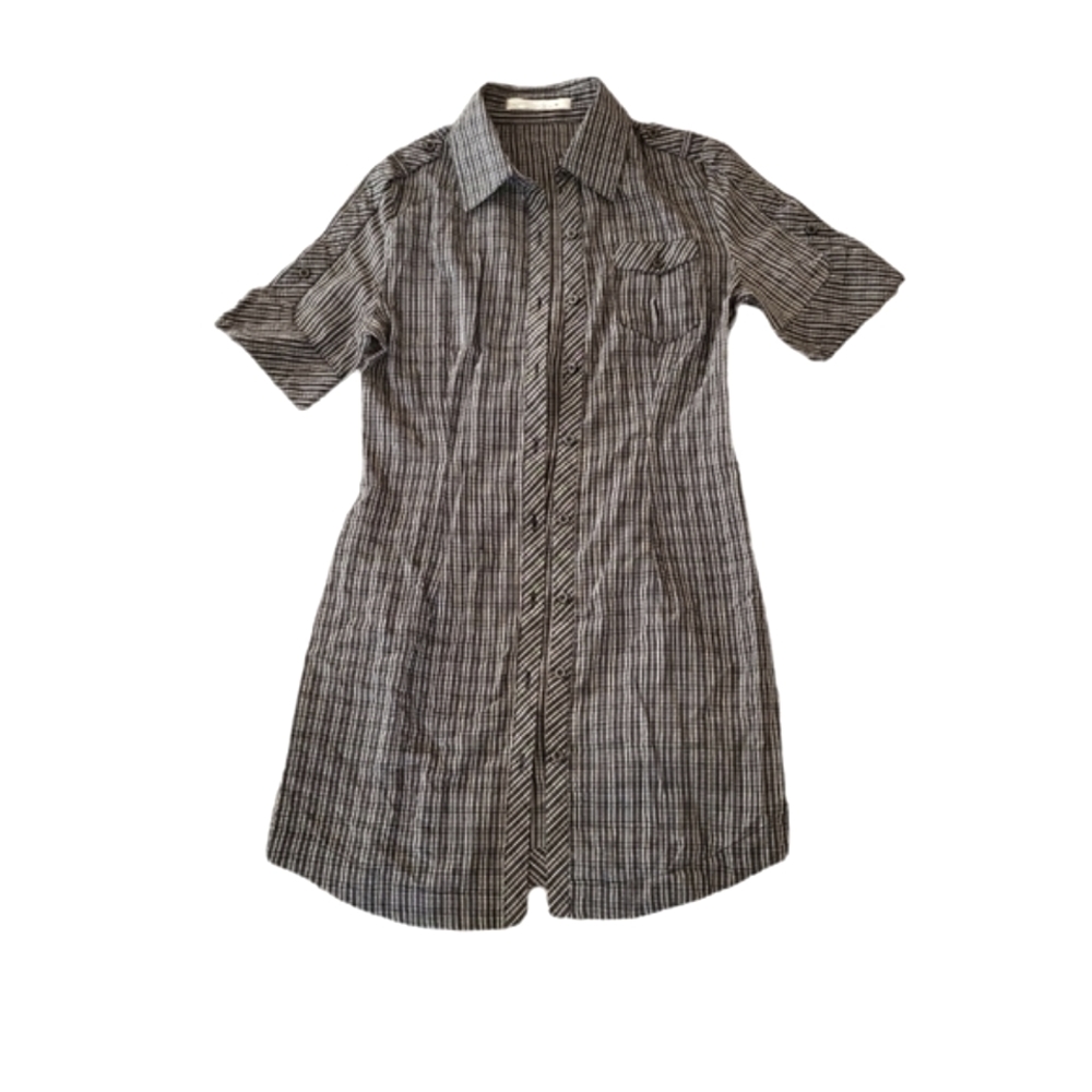 NWOT The Carnaby women's cotton & silk blend plaid short sleeve shirt dress XS